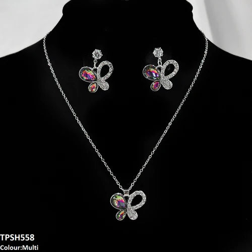 GemGrove Crystal Butterfly Pendent Set
